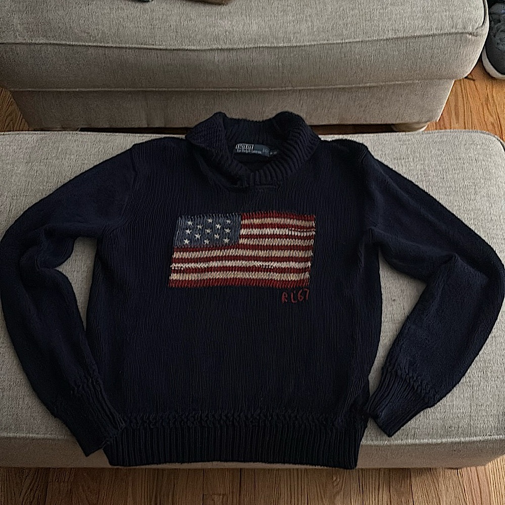 Polo by Ralph Lauren Men’s Medium American Flag Sweater. Great condition.